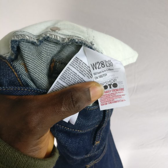 Moto Indigo HighRise Loose Wide leg Jeans w28 +MEASUREMENT Rigid/Thick denim - Picture 10 of 11